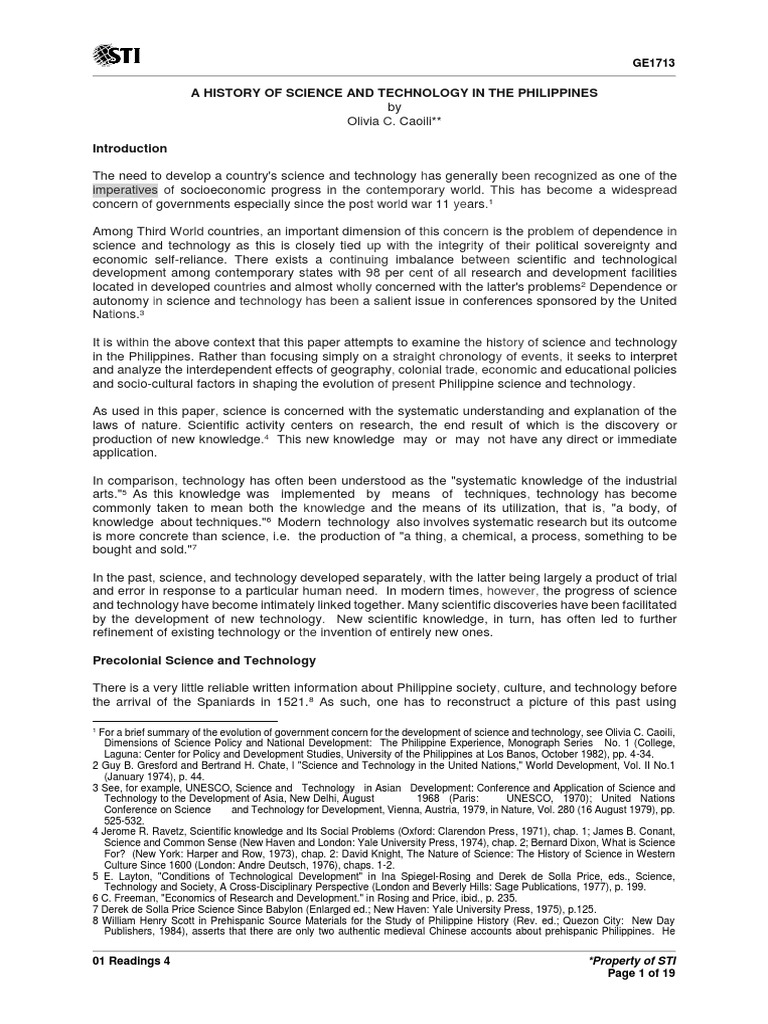 History of Science and Technology in The Philippines | PDF ...
