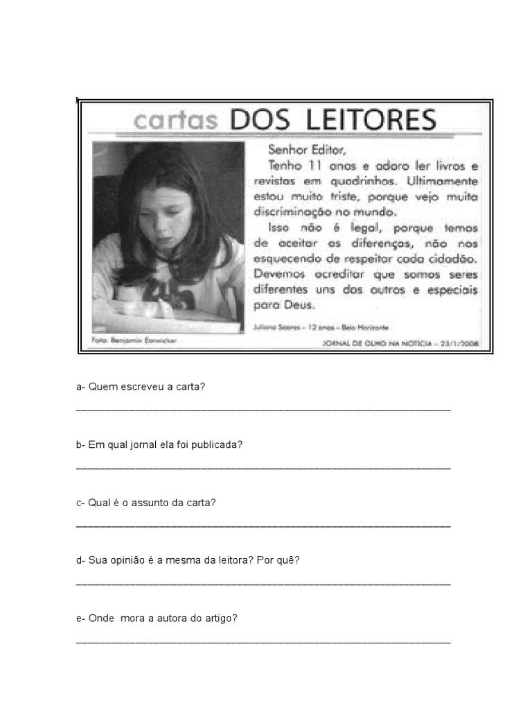 Carta de Leitor 4 Ano | PDF
