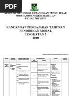 Rancangan Tahunan Tingkatan 1 2020 Pendidikan Moral