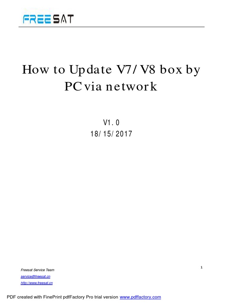 Update Guide for Freesat V7/V8 Boxes PDF Computer Architecture