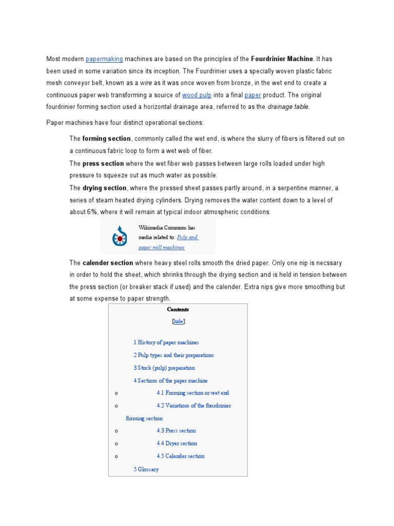 Paper Making Machine PDF Pulp (Paper) Paper