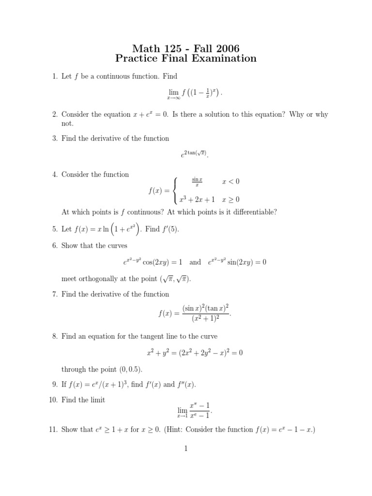 Exam Diferential Calculus 4 | PDF | Maxima And Minima | Differential ...