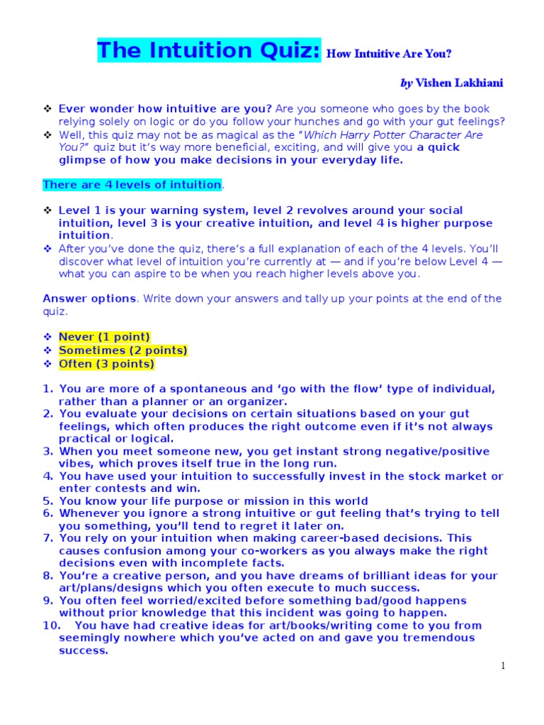 Intuition Type Quiz – Test de Personnalité MBTI Gratuit, 16 fonctions ...