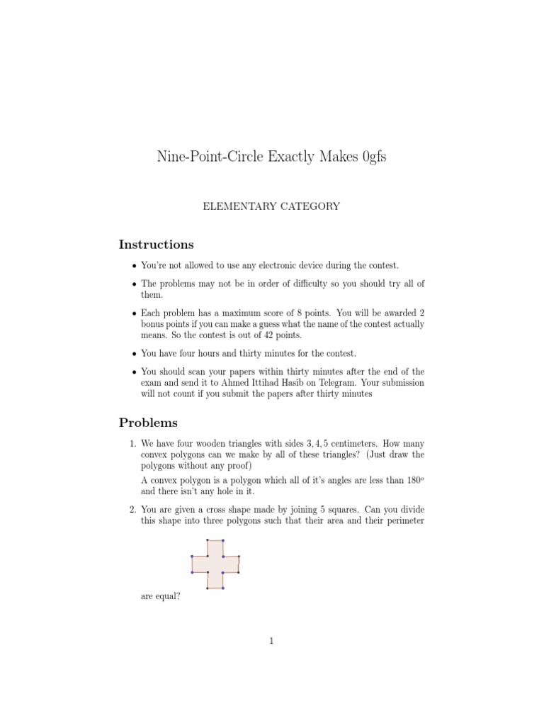 Nine-Point Circle Contest Problems | PDF | Teaching Methods & Materials