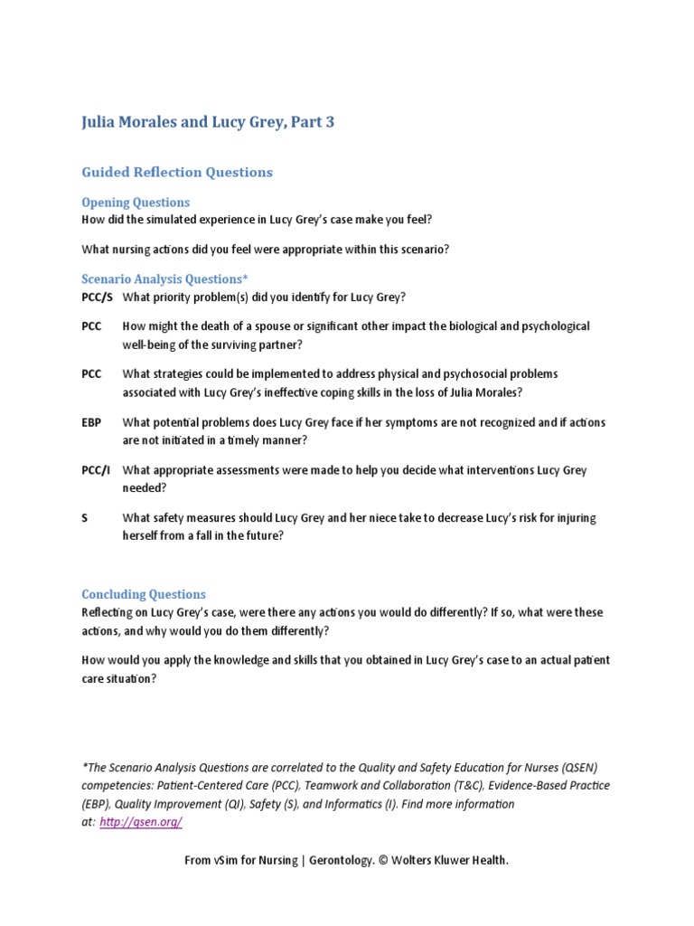 Julia Morales and Lucy Grey, Part 3: Guided Reflection Questions | PDF