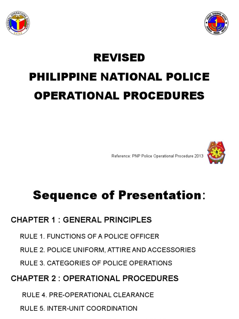 Revised Philippine National Police Operational Procedures PDF Use Of Force Police