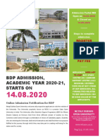 BDP Admission, ACADEMIC YEAR 2020-21, Starts On: Register Upload Documents Pay Fee