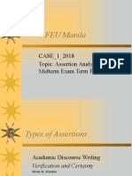 FEU Manila: CASE - 1 - 2018 Topic: Assertion Analysis For Midterm Exam Term Paper