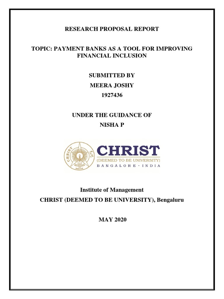 Research Proposal Report | PDF | Financial Inclusion | Banks