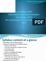 Cambridge IGCSE Information and Communication Technology 0417 For Examination in June and November 2018