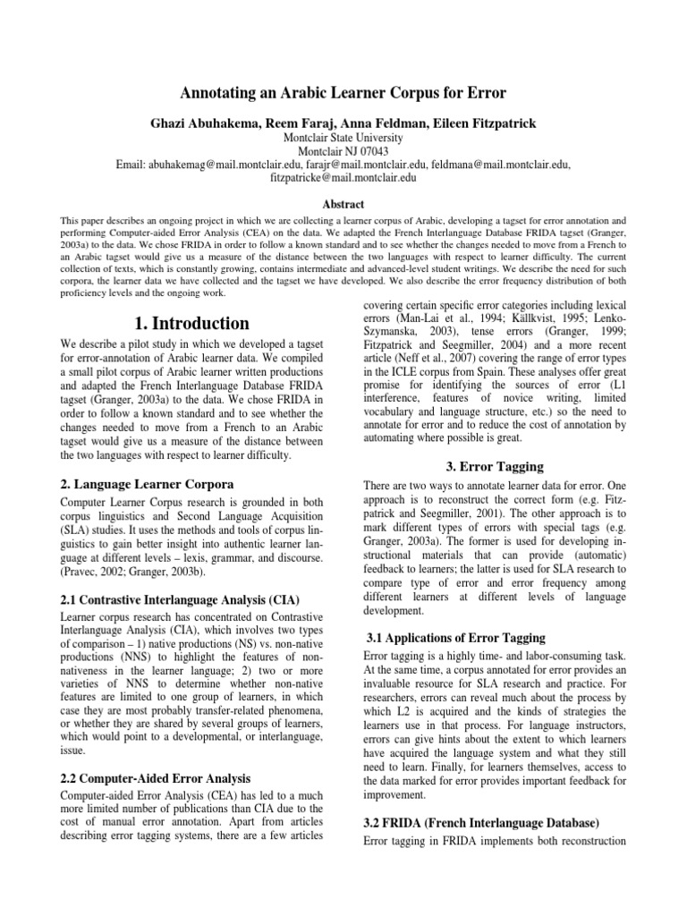 Annotating An Arabic Learner Corpus For PDF | PDF | Second Language ...