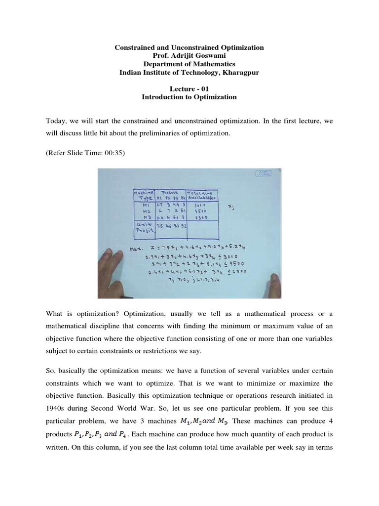 Lec 1 | PDF | Basis (Linear Algebra) | Mathematical Optimization