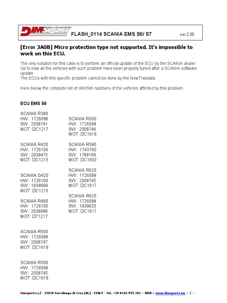 Flash 0114SCANIAError3A0B ENG PDF | PDF | Technology & Engineering