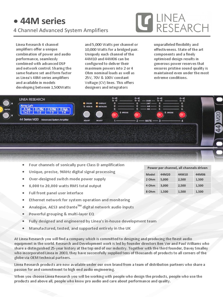 Linea Research 44M Series Amplifiers | PDF | Equalization (Audio ...