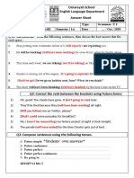 Omareyah School English Language Department Answer Sheet: Students' Own Answers