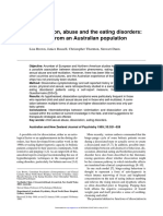 Dissociation, Abuse and The Eating Disorders: Evidence From An Australian Population