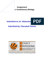 Assignment Course: Evolutionary Biology: Submitted To: Dr. Mahendra Pratap Submitted By: Charudutt Poonia