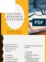 Research Questions: Academic Writing Dr. Vafa Yunusova