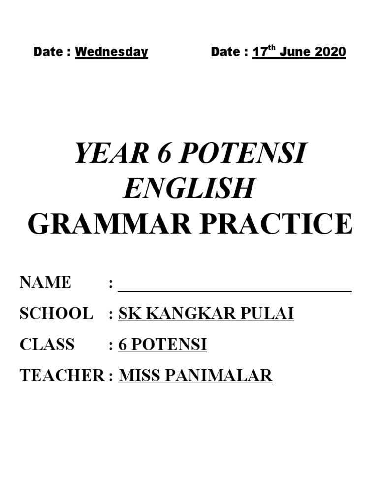Year 6 Grammar Practice Pdf Languages Language Arts Discipline