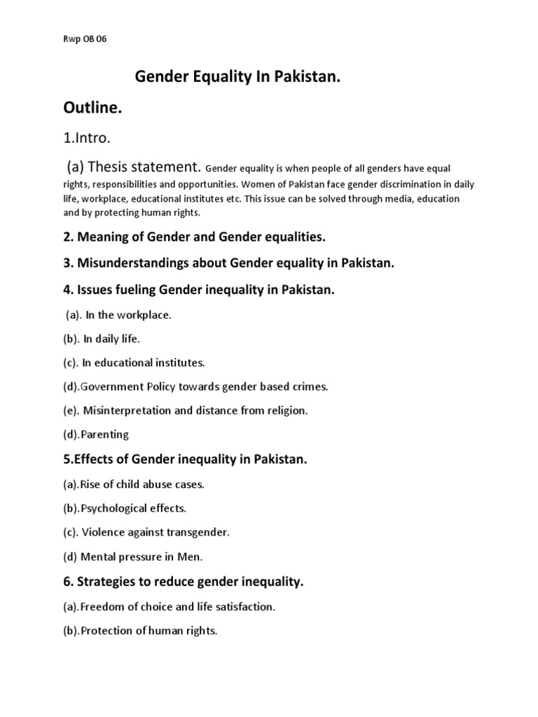 Gender Equality Challenges in Pakistan | PDF
