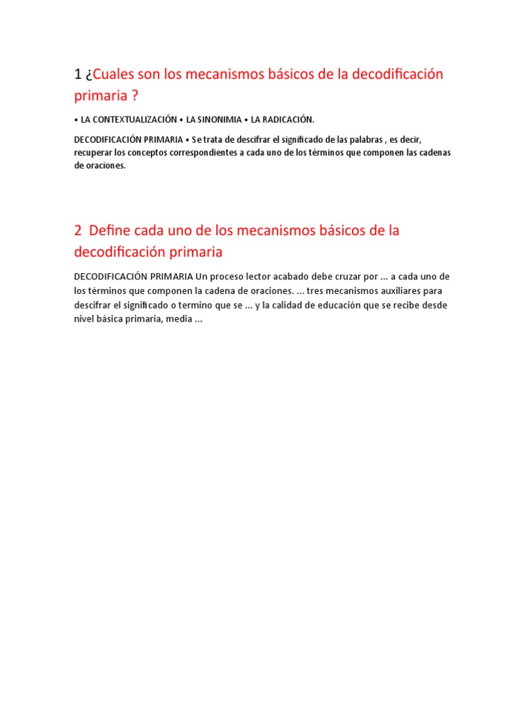 La Decodificacion Primaria | PDF
