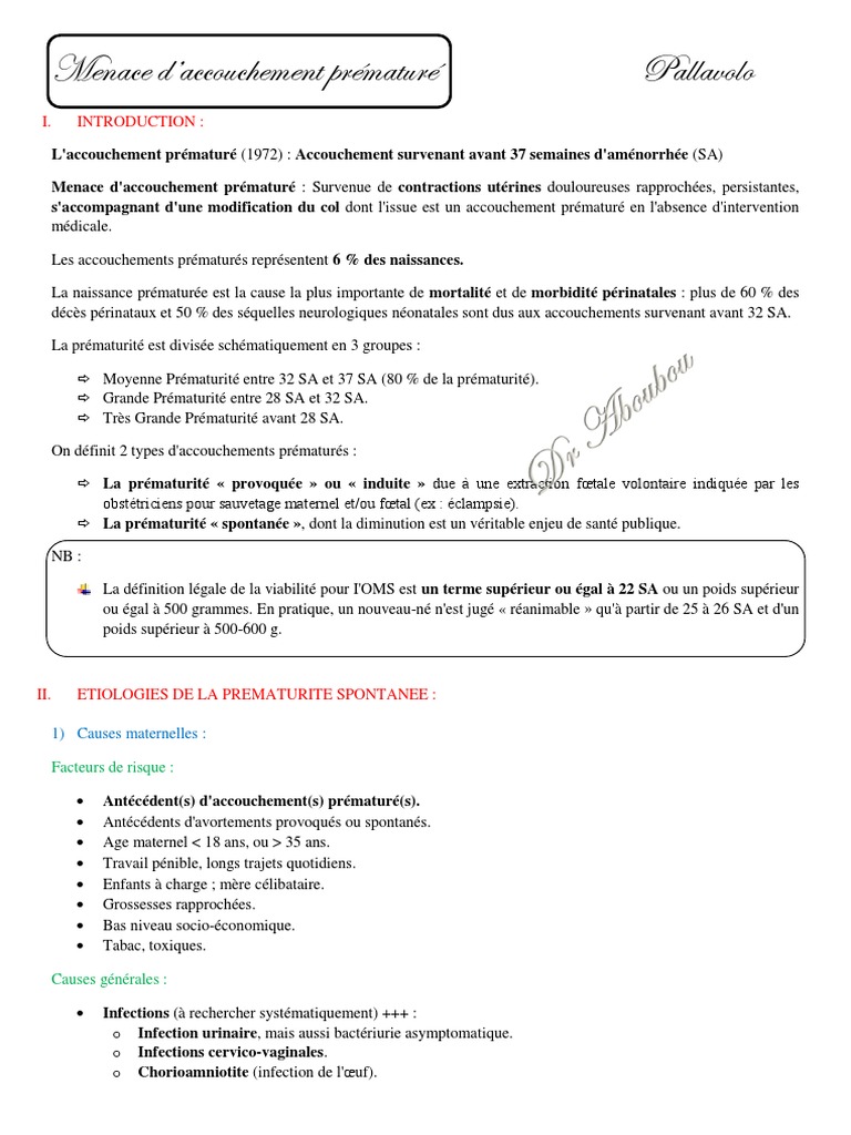Menace D Accouchement Premature Enfant Premature Accouchement