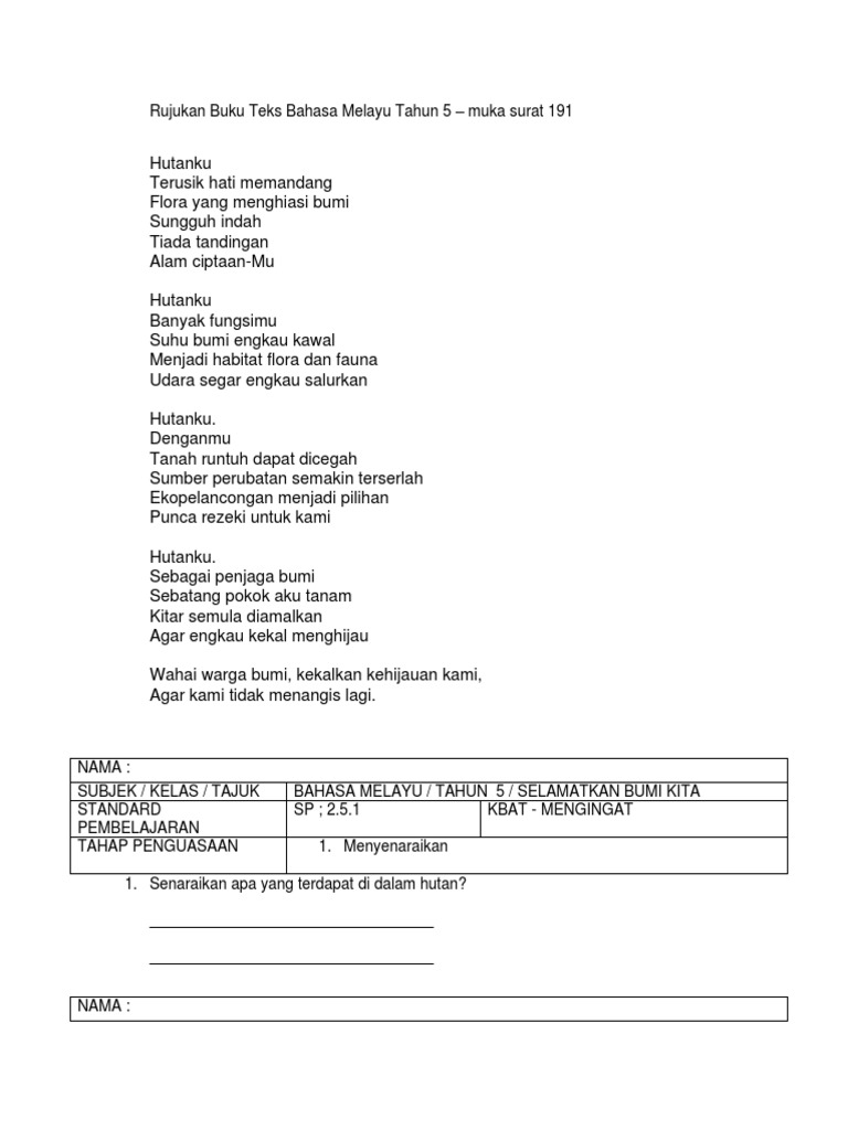 Contoh Soalan Kbat Bahasa Melayu Tahun 5 Pdf