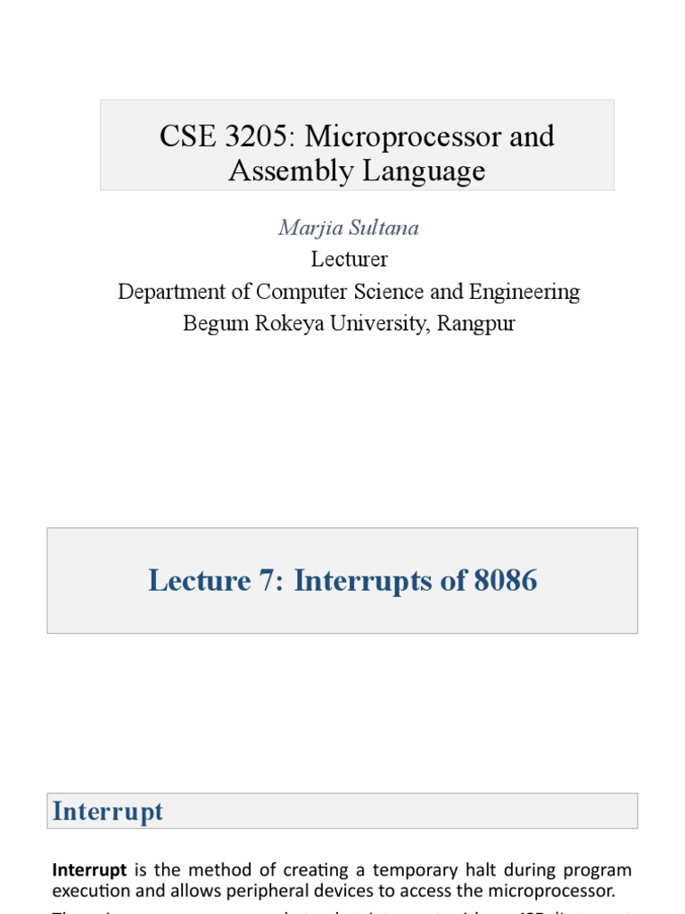 Lecture 7 - CSE - Microprocessor and Assembly Language | PDF | Digital ...