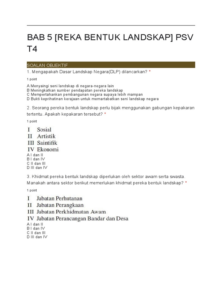 Bab 5 Rekabentuk Landskap Latihan Pkp Pdf