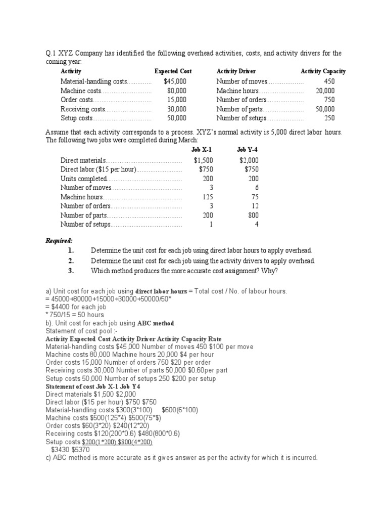 Activity-Based Costing Analysis | PDF | Sales | Cost