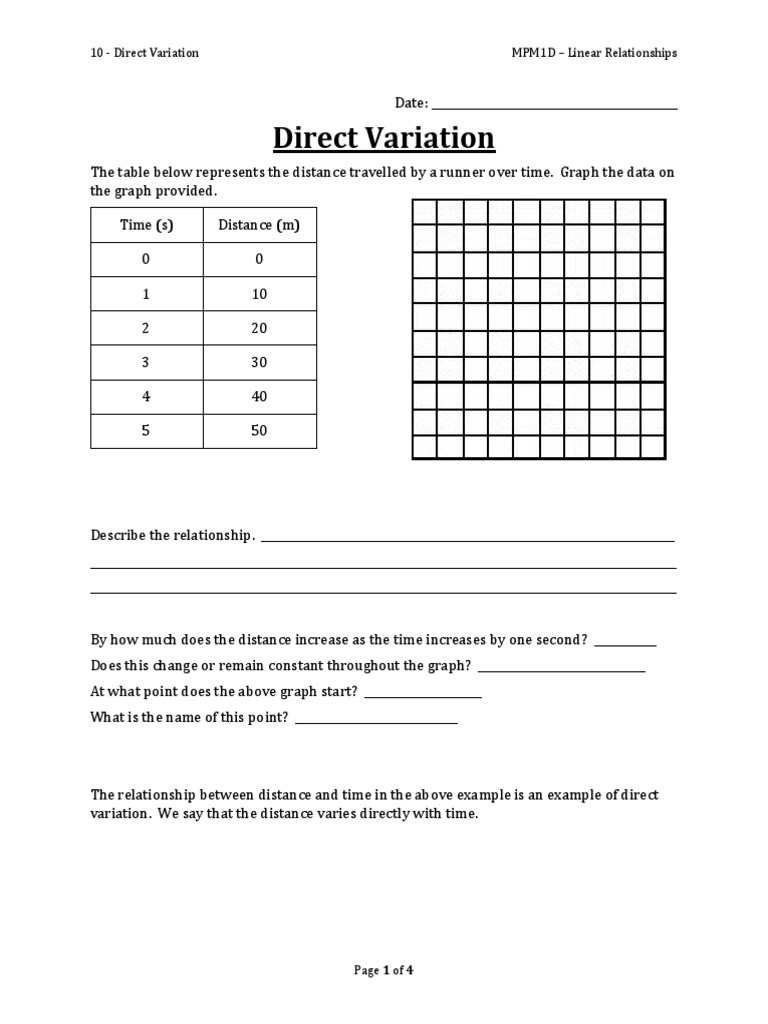 Lesson On Direct Variation | PDF | Variable (Mathematics) | Correlation ...