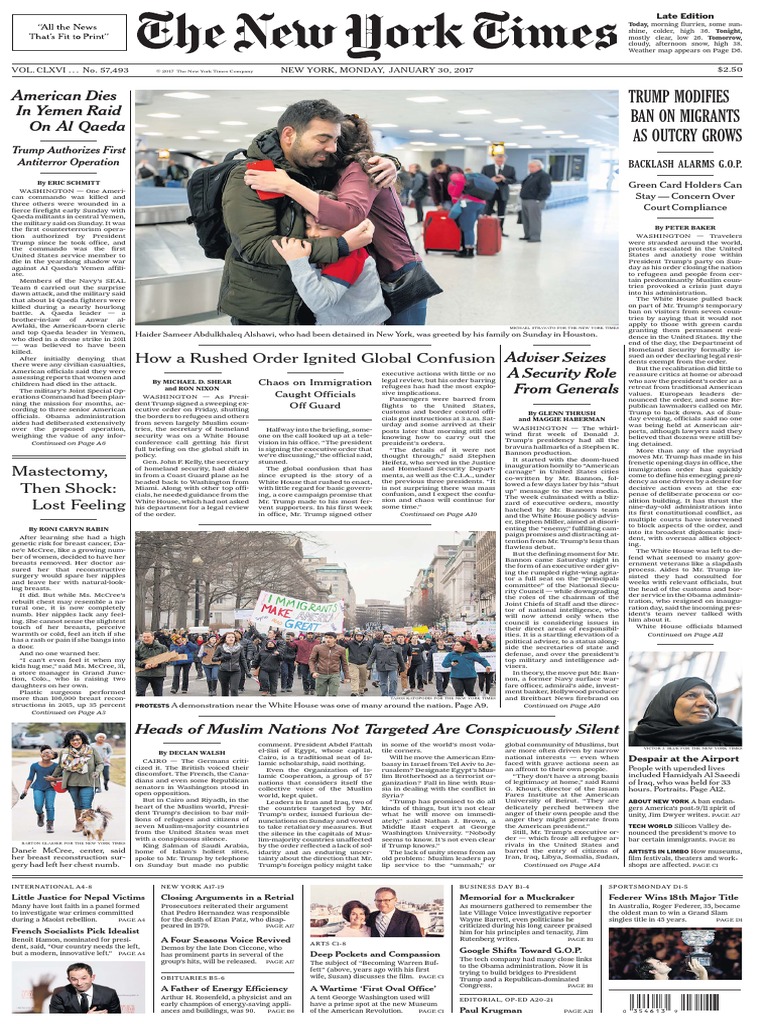 The New York Times 2017-01-30 PDF American Government Donald Trump pic