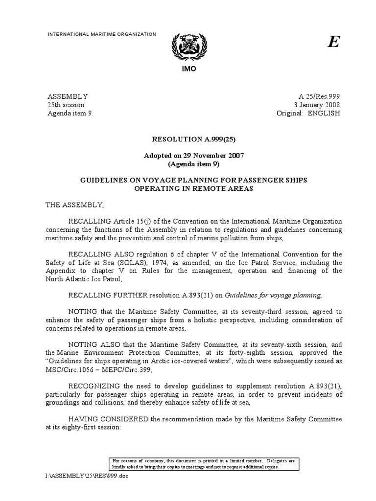 Voyage Planning Guidelines for Passenger Ships | PDF | Water Transport ...