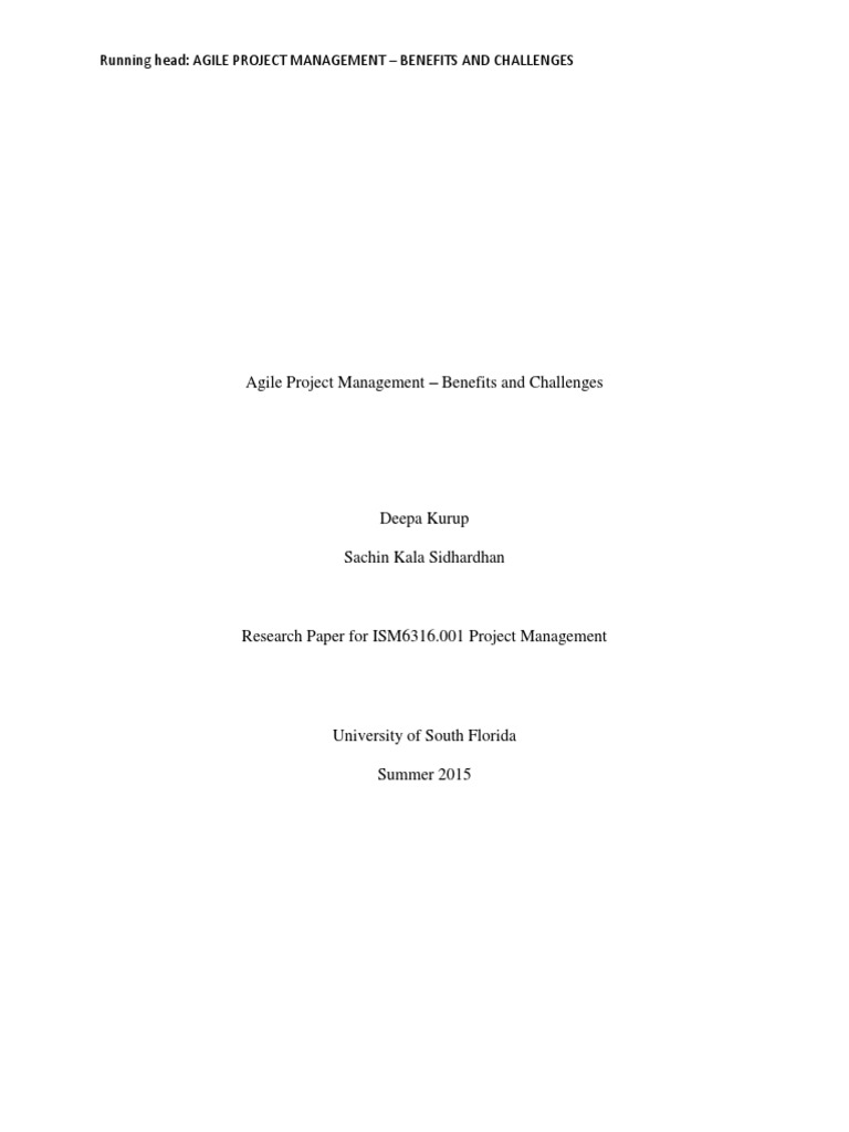 Running Head: Agile Project Management - Benefits and Challenges | PDF ...