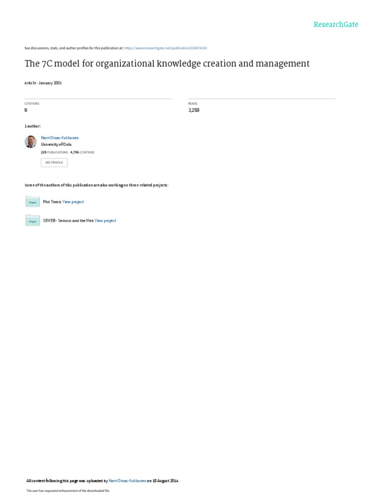 7C Model for Knowledge Management | PDF | Knowledge Management | Tacit ...