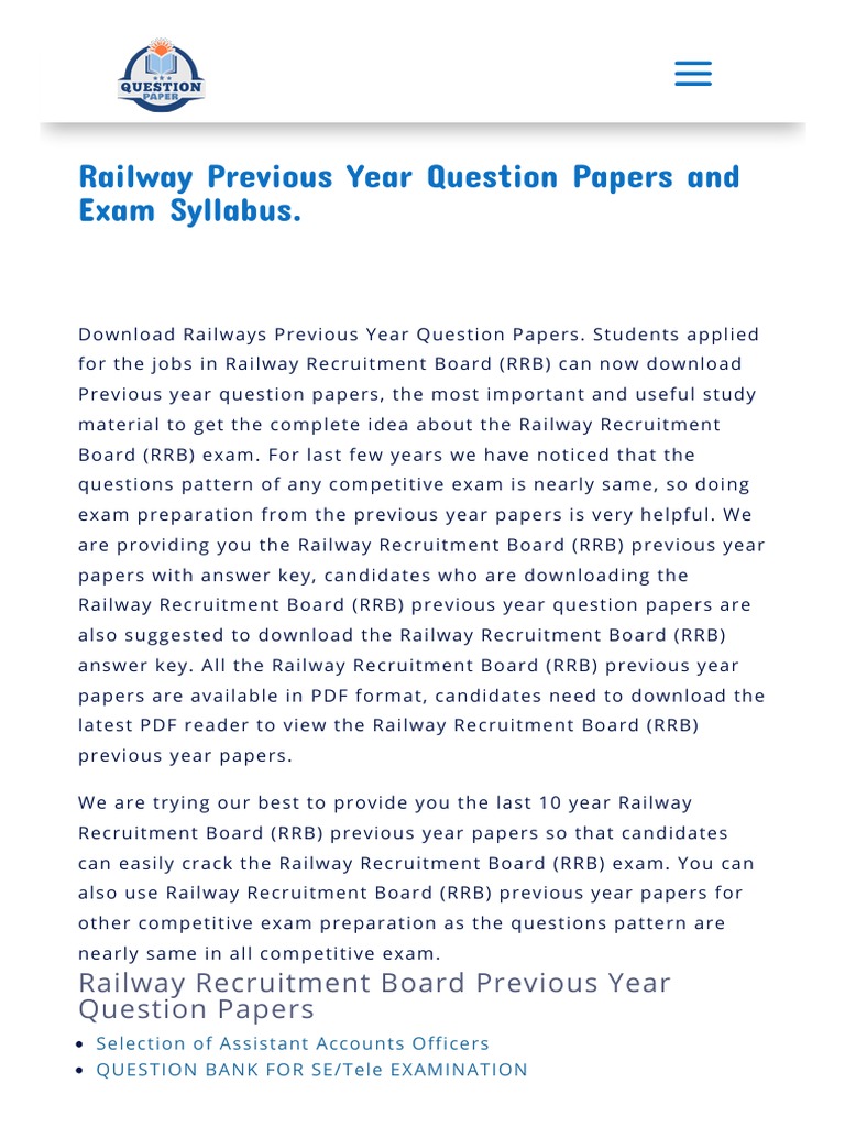 Railway Previous Year Question Papers | PDF | Test (Assessment) | Business