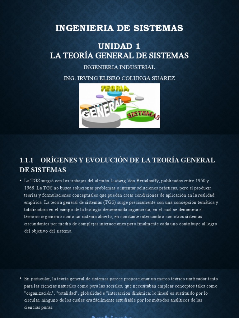 UNIDAD 1 La Teoría General de Sistemas | PDF | Sistema | Teoría de sistemas
