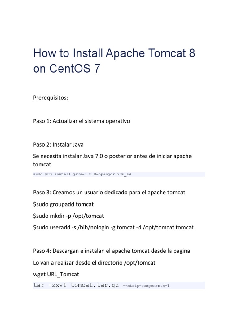 Install Apache Tomcat 8 on CentOS 7 | PDF | Business | Technology ...
