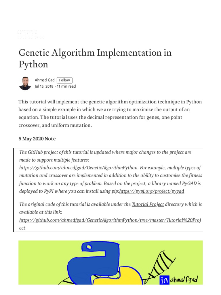 Genetic Algorithm Implementation in Python - by Ahmed Gad - Towards ...
