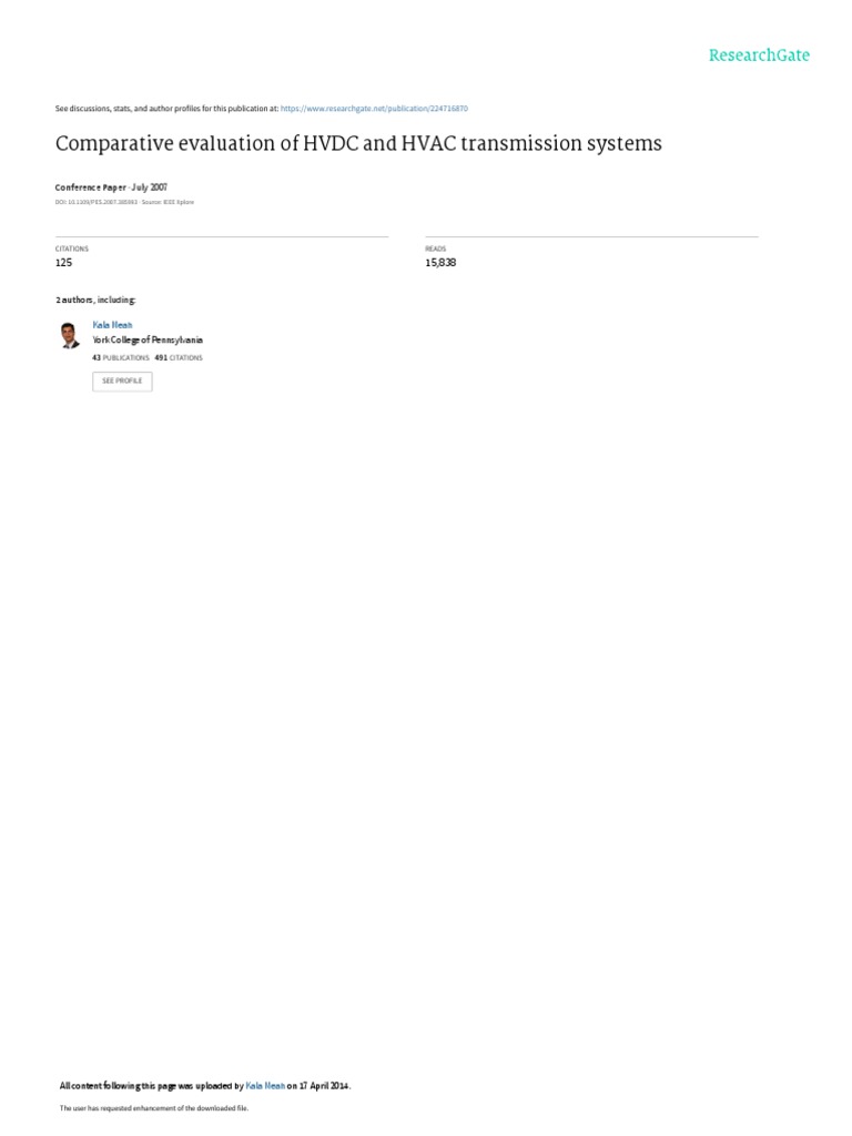 Comparative Evaluation of HVDC and HVAC Transmission Systems | PDF ...