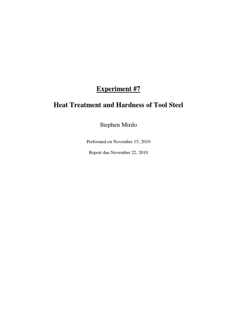 Heat Treatment Effects on Tool Steel Hardness | PDF | Heat Treating ...