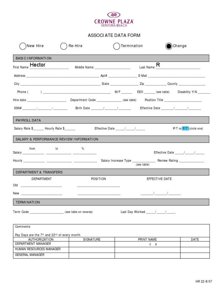 Associate Data Form Fillable PDF | PDF | Payroll | Employment
