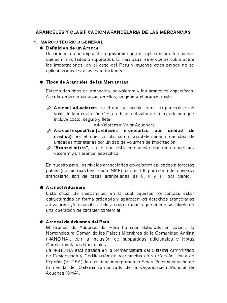 Aranceles y Clasificación de Mercancías | PDF | Arancel | aduana