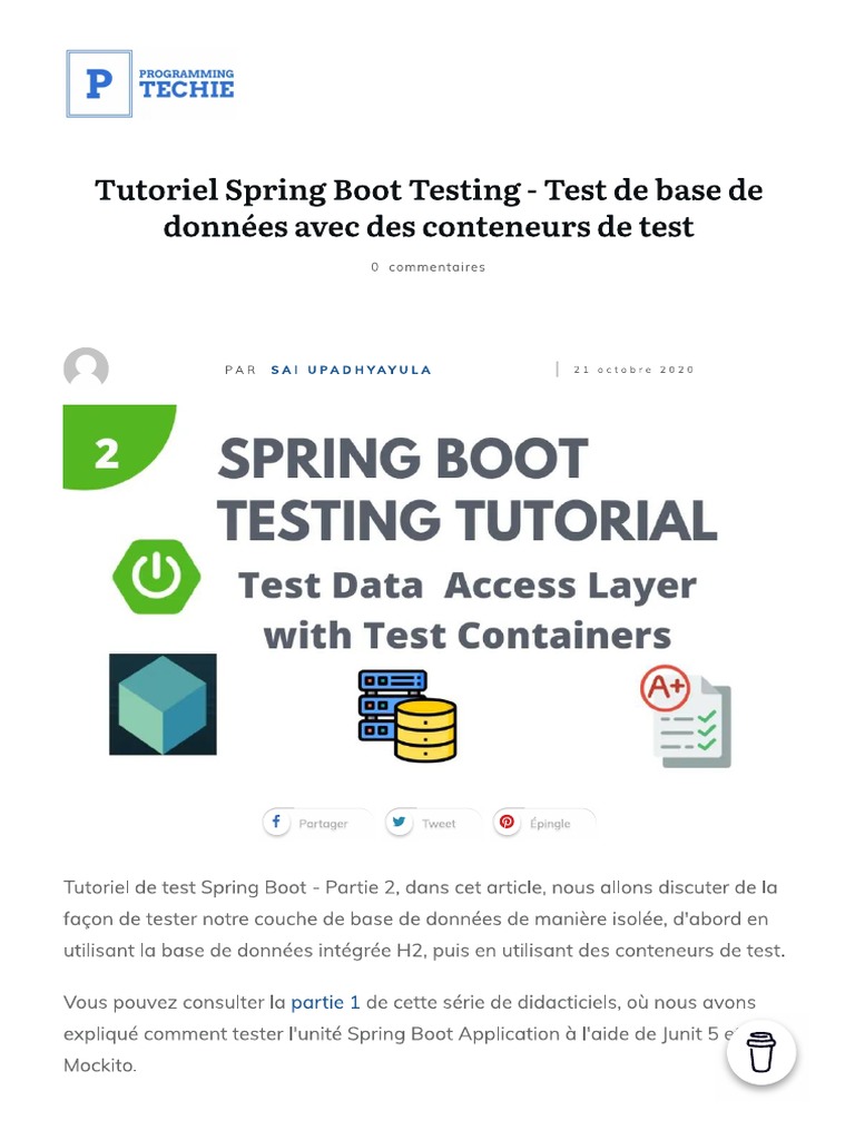 Tutoriel Spring Boot Testing - Test de ... de Données Avec Des ...