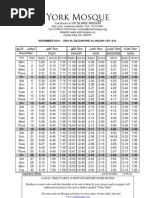 Namza November Time Table