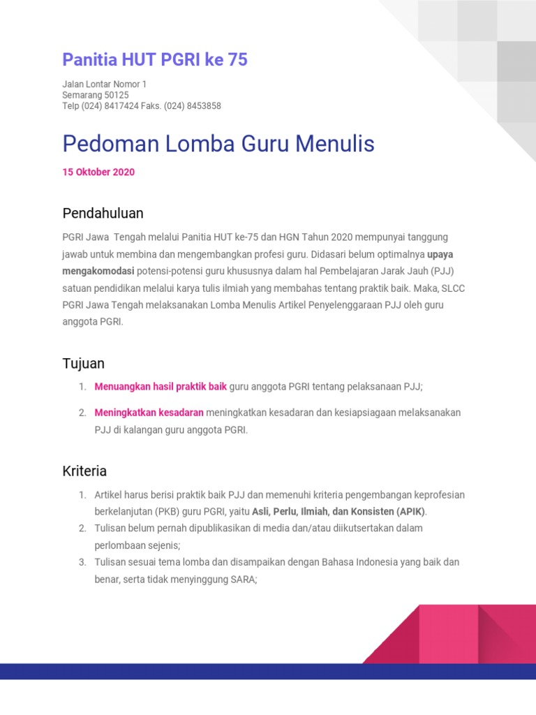 Pedoman Lomba Menulis | PDF