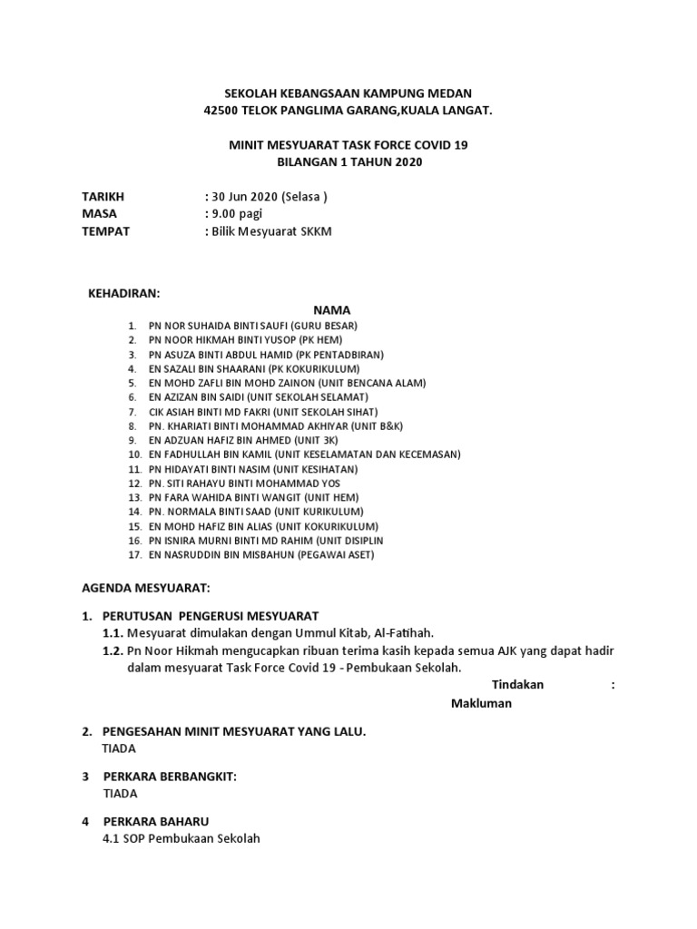 Minit 1 Task Force Covid Pdf