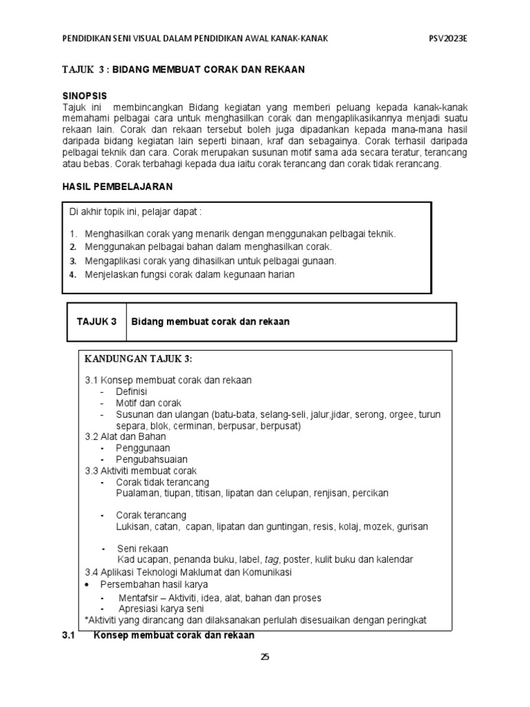 10 Tajuk 3 Bidang Membuat Corak Dan Rekaan Pdf