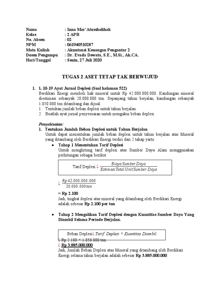Tugas 2 Aset Tetap Tak Berwujud Akuntansi Keuangan Pengantar 2