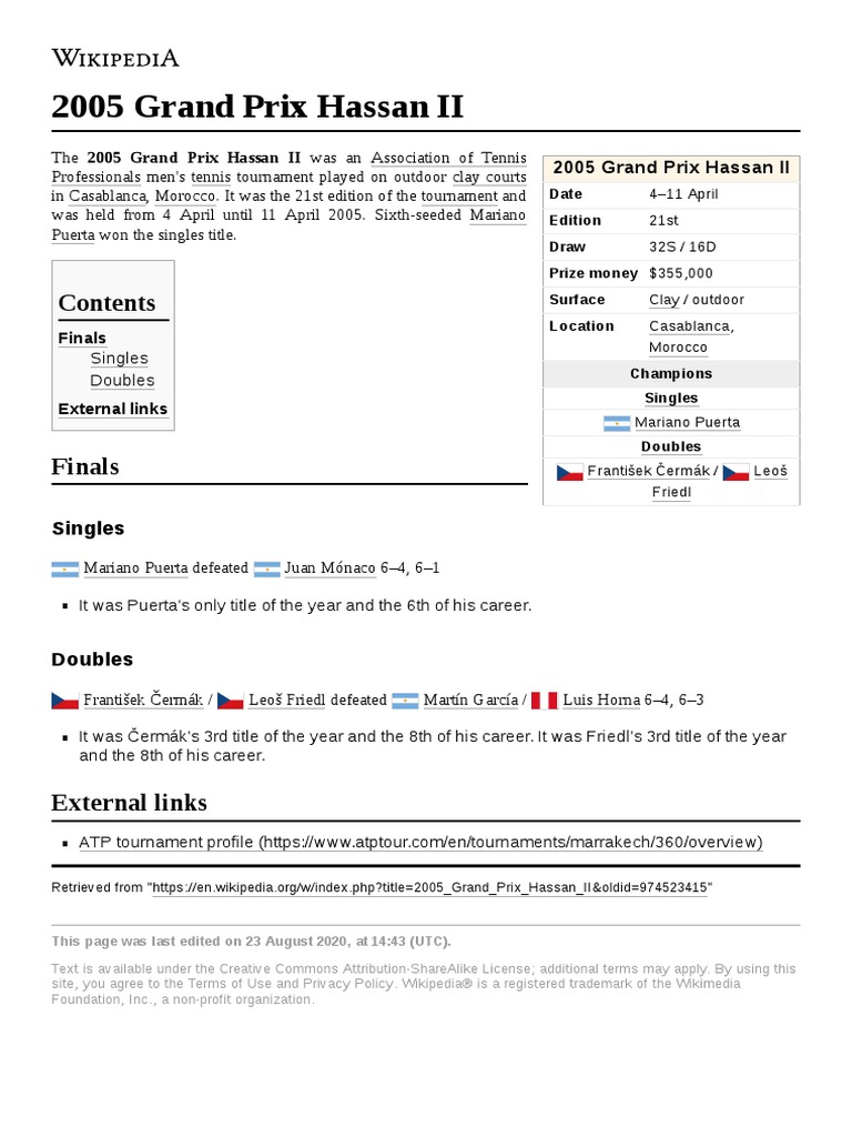 2005 Grand Prix Hassan II PDF Tennis Tournaments Sports